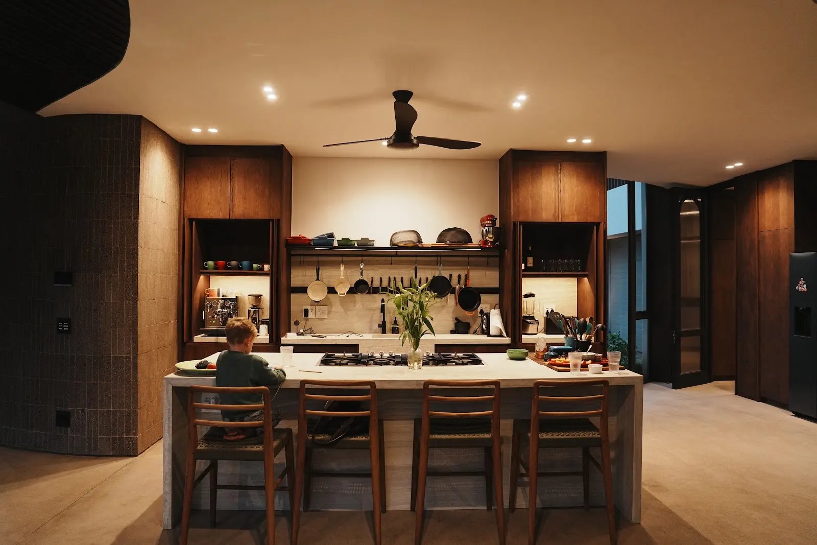 The open-plan kitchen