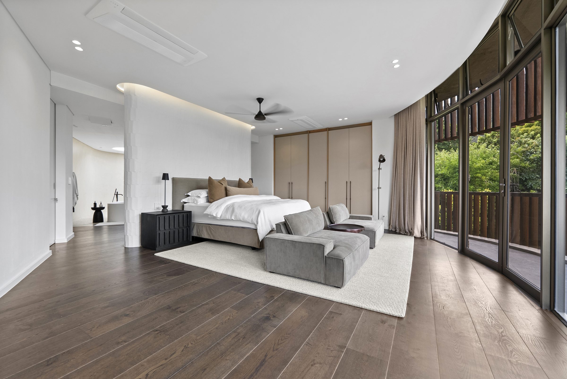 The master bedroom with Table Mountain in the window